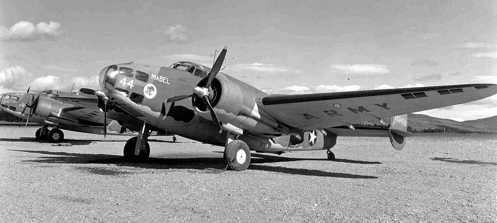 Lockheed A-29 Hudson, nicknamed "Mabel", photographed at at Ft. Nelson, Canada in July 1942. (U.S. Air Force Photograph.)