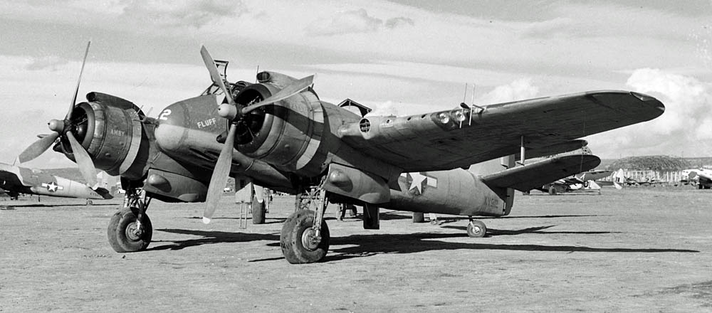 A Beaufighter Mk.VI belonging to the the 416th Night Fighter Squadron photographed on an airfield near Grottaglie, Italy in November 1943. (U.S. Air Force Photograph.)