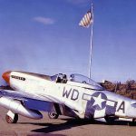 Color photograph of a P-51D Mustang of the 336th Fighter Squadron, 4th Fighter Group in 1944. (United States Air Force via National Archives.)