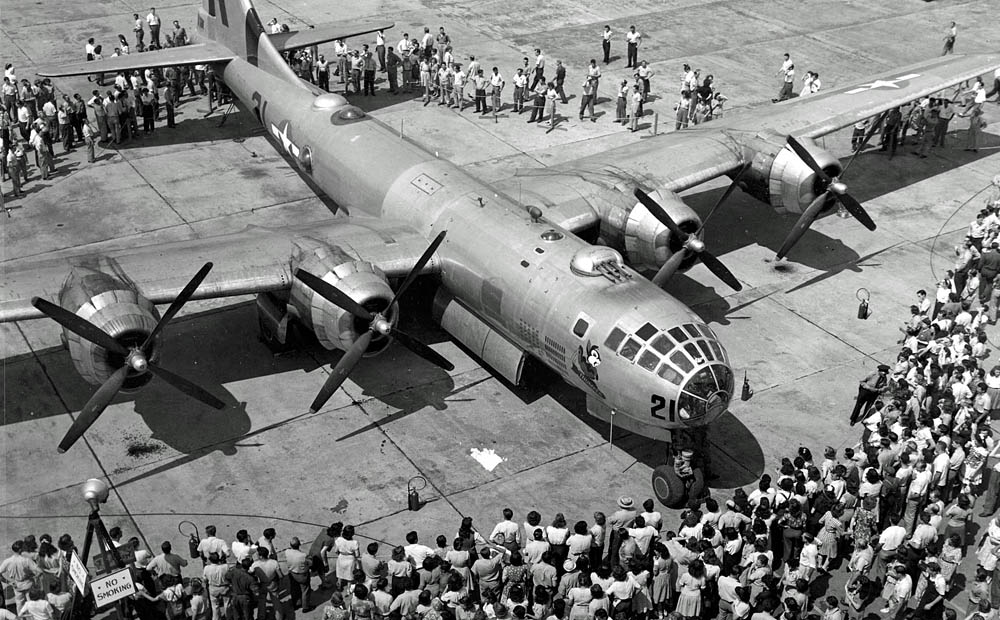 Boeing B-29 Superfortress Thumper appears at Boeing Plant No. 2 in August 1945. (U.S. Air Force Photograph.)