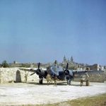 Ground crew performs maintenance on a Bristol Beaufort Mark II of No. 39 Squadron, Royal Air Force at Luqa airfield, Malta in June 1943. (Imperial War Museums Photograph.)