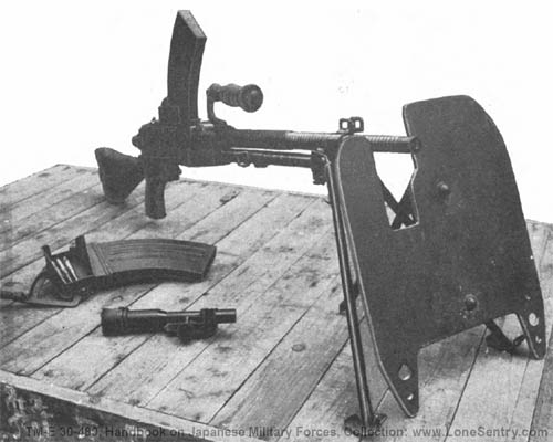 [Figure 292. Model 99 (1939) armor shield, size 12 in. x 16 in., with the model 96 (1936) 6.5-mm light machine gun.]