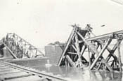 [Demolished Rhine River bridge, Cologne Germany, 1945]